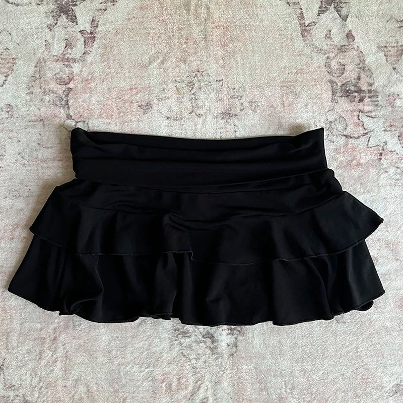 Y2k Grunge Gothic Skull Printed Skull Streetwear Summer Graphic Women Emo-Girl Rock Retro Vintage Fashion Sexy Lace Mini Skirts