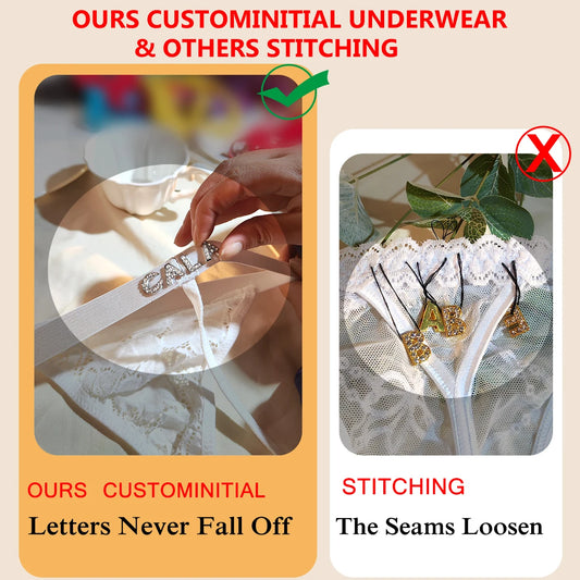 Sexy Customized Name Underwear Set Perspective Fancy Lace Top Set 3 Pieces Transparent See Through Bra and thong Set