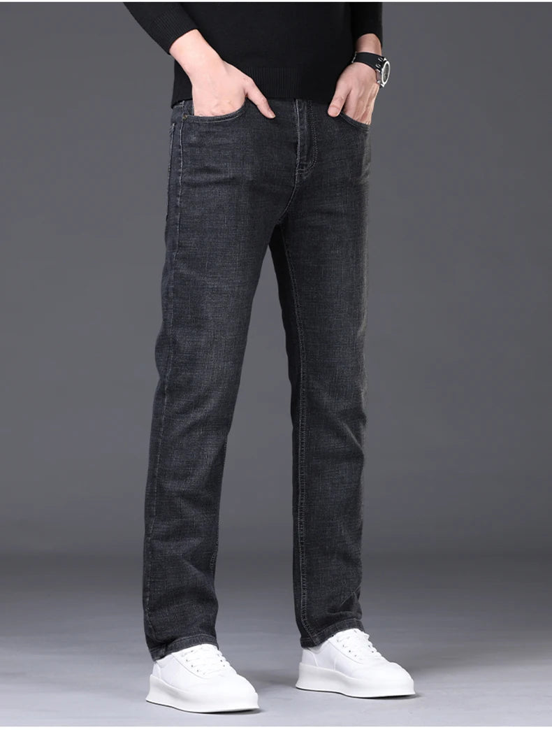 2024 Spring/Summer Men's Comfortable and Versatile Breathable Slim fit denim pants in three colors: straight leg thin pants