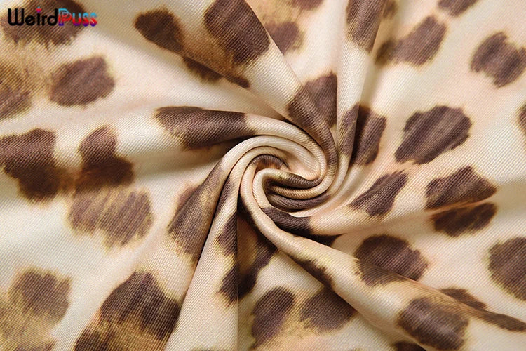 Weird Puss Leopard Letter Print 2 Piece Set Women Tracksuit Sporty Casual Hooded Crop Jacket+Flare Pants Stretch Matching Suits