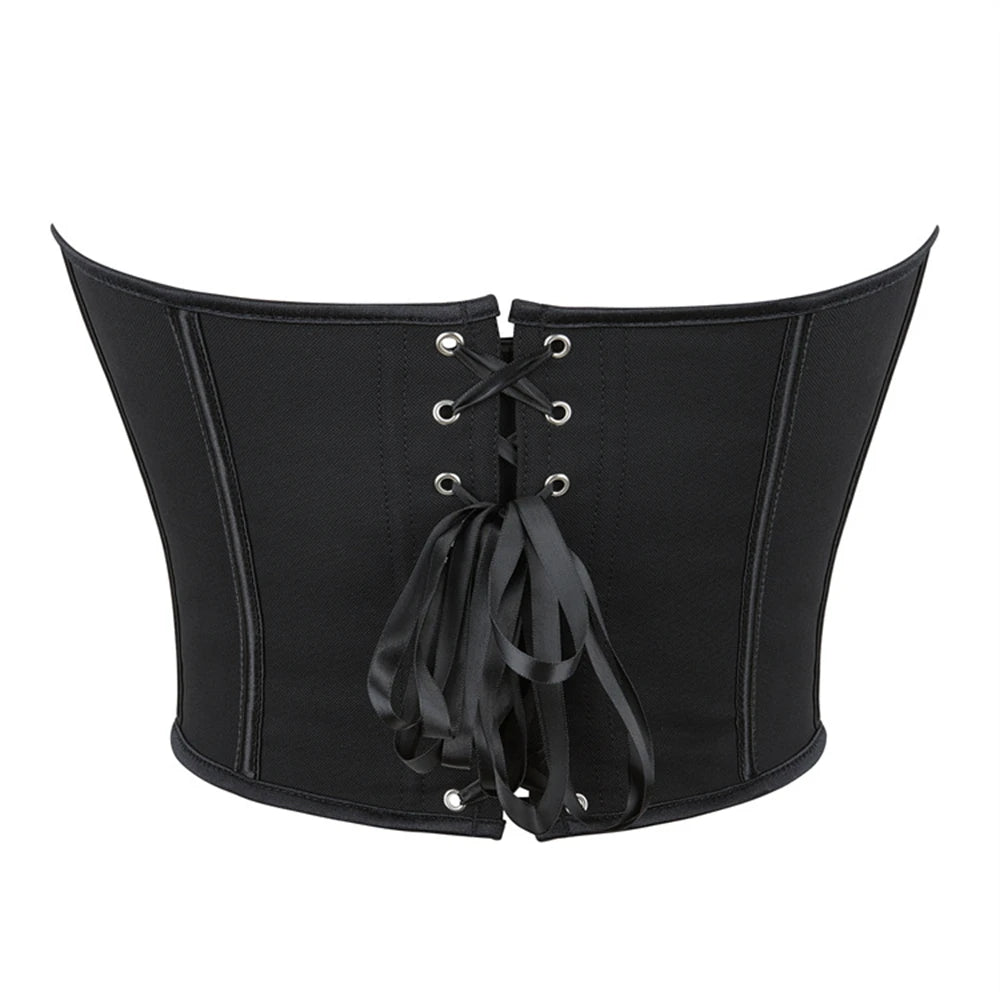 Sexy Women Overbust Corsets Crop Tops Golden Printed Bustiers Lace Up Body Shaper Lingerie Gothic Corselet