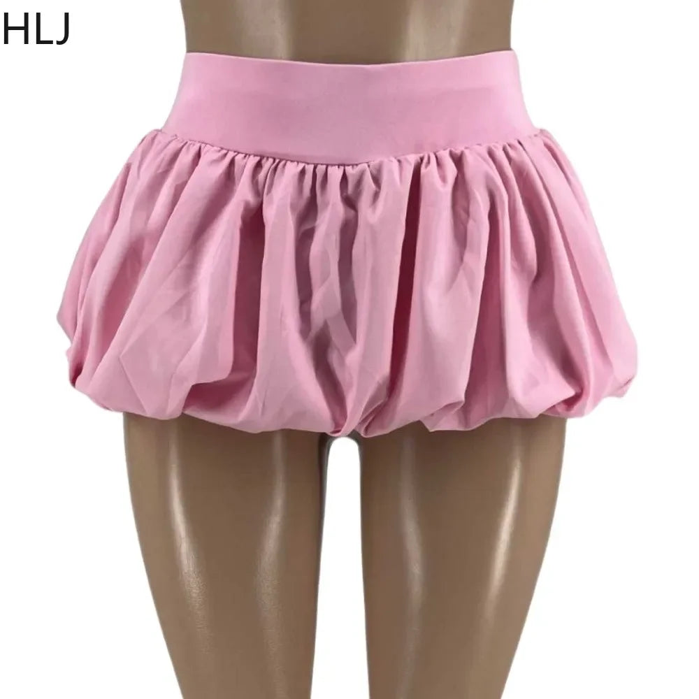 HLJ&GG Sweet Bow Fashion Corset Vest Two Piece Sets Women Thin Strap Slim Tank Top + Puffy Mini Skirts Outfits Female Streetwear