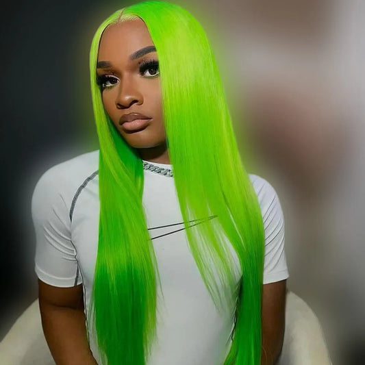 Green 13x4 HD Transparent Lace Front Wig Women's Lace Front Wig 13X6 Transparent Lace Front Human Hair Pre-Plucking Wig