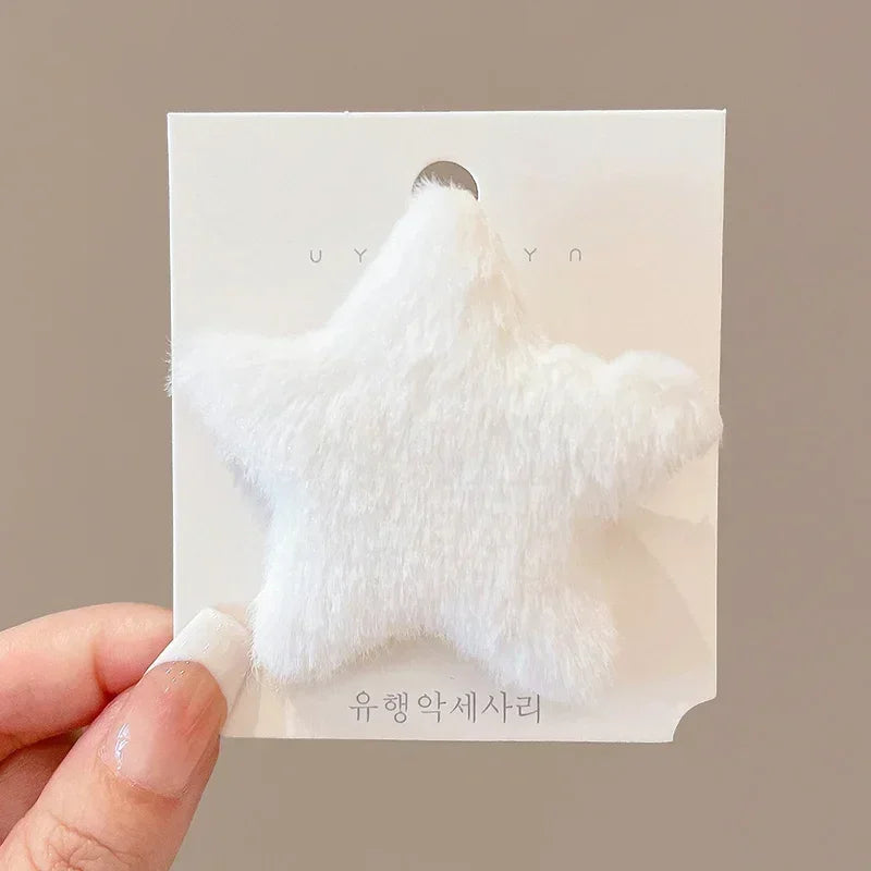 1/12pcs Plush Star Y2K Star Mini Star Hairpin Sweet Child Handmade Cute BB Pins Hairpin Headwear Hair Accessories Women Girls