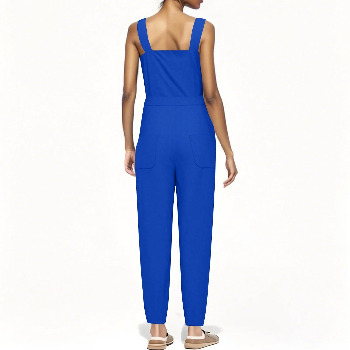 Lady's Fashion Clasp Pocket Cargo Romper Jumpsuits, Casual Jumpsuit Summer
