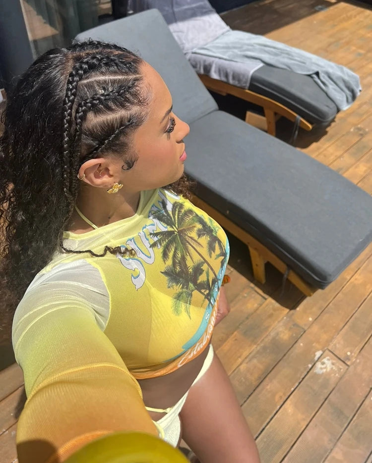 STYLISH LADY Palm Tree Printed Mesh Beach 2 Piece Set Women Short Sleeve Crop Top and Shorts Suits 2025 Summer Holiday Outfits