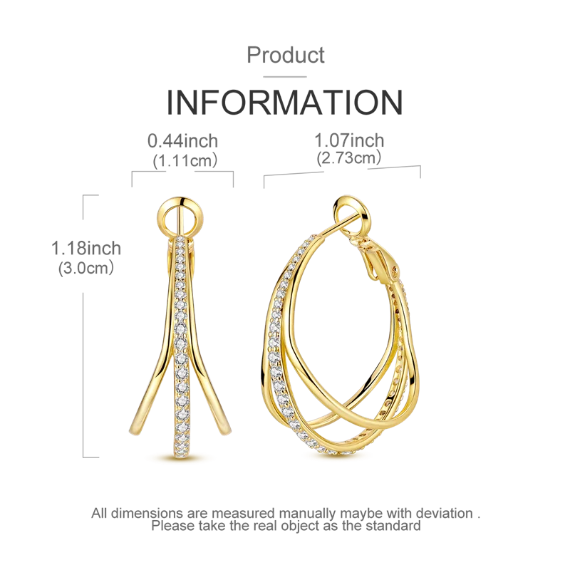 Fashion Gold ladies Hoop Earring 925 Sterling Silver Sparkling Zircon Round Ear Stud Earrings Fine Jewelry Lover Anniversary Gift