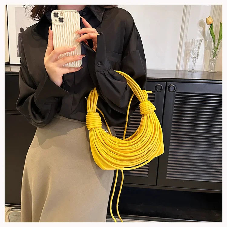 2025 Trendy! Women's Multicolored Woven Knot Handbag - Stylish Crossbody/Top Handle Bag | High-End Texture for Streetwear