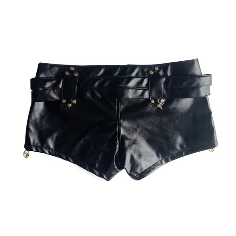 HLJ&GG American Vintage Y2K Leather Shorts Two Piece Sets Women Long Sleeve Knit Top And Shorts Outfits Fashion Streetwear New