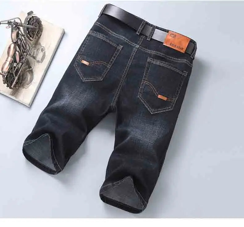 2025 New Summer Men's Denim Shorts New Thin Soft Comfortable Business Casual Straight Short Jeans Black Blue Brand Man Clothing