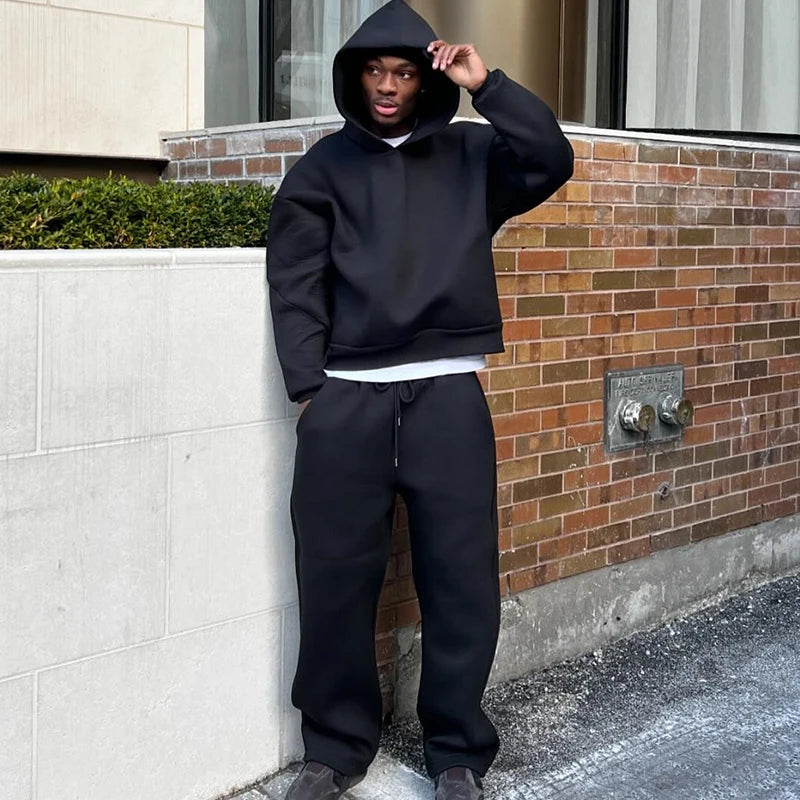 Male Autumn New sweatsuit Casual Solid Couple's Hooded Sweatshirt Loose Sweatpants Jogging Sweatshirt Trousers Outfits Suits 