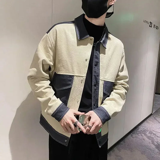 V-neck Button Denim Jackets Man Casual Vintage Outwear Designer Y2k Elatic In Lowest Price Low High Quality Cowboy Coat for Men