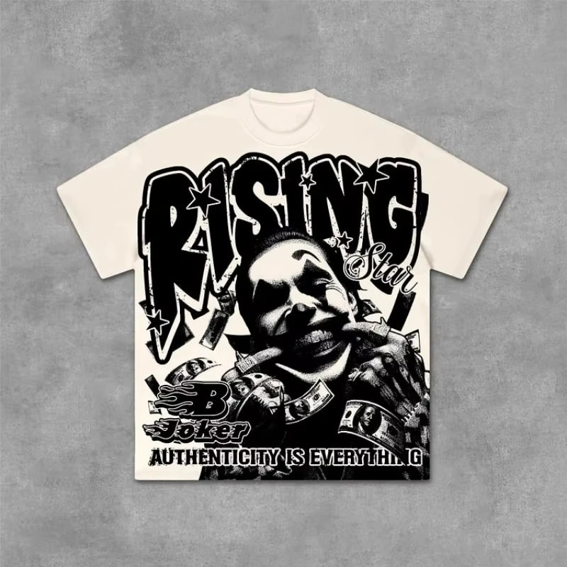 Joker Money On The Street Authenticity Is The Most Important Old Graphics T-shirt Men Y2K Oversize Tshirt Streetwear Women Tops