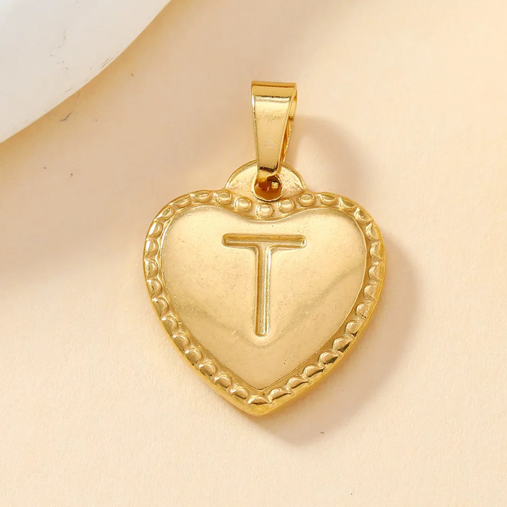 316L Stainless Steel Initial Necklace Letter Heart Pendant Chain For Women Name Jewelry Accessories