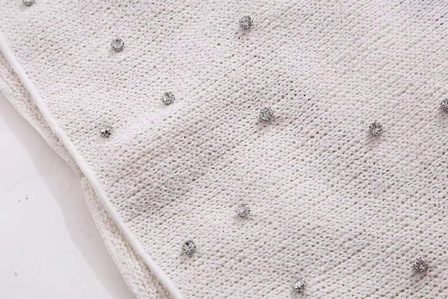 Weird Puss Diamond Women 2 Piece Set Luxury Knit Halter Backless Tank Tops+Shorts Casual Matching Streetwear Stretch Simple Suit