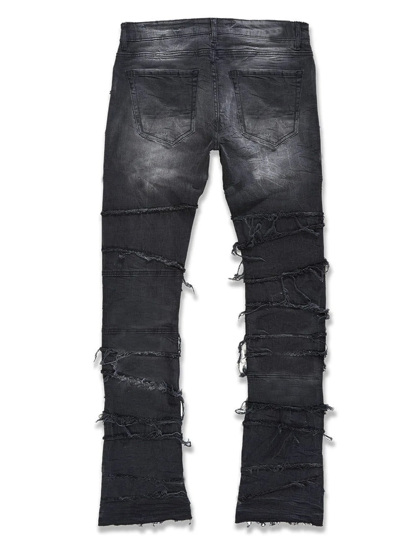 Straight Pant Men Jeans Denim Pants Slim Fit Irregular Folds Tassel Splice Simple Button Pocket High Street Trousers Spring