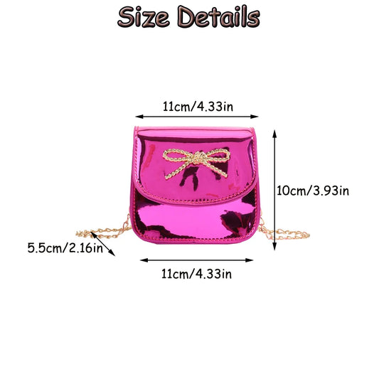 New Shiny Laser Small Square Bag with Bowknot | Mini Crossbody Bag with High-End Aesthetic | Stylish Commuter Crossbody Bag