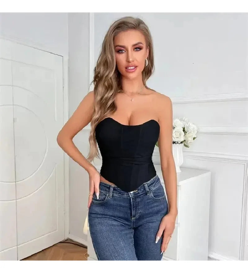 Pink Women Corset Sexy Overbust Bustier Crop Top Lace-Up Plastic Boned Corsets and Bustiers Body Shaper Short Torso Kорсет