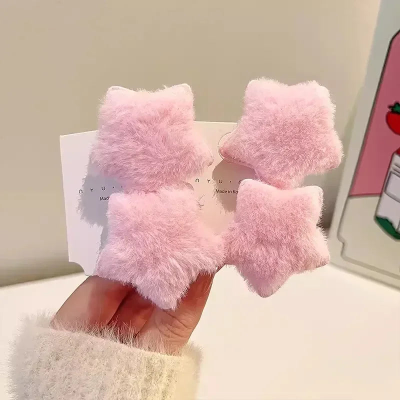 1/12pcs Plush Star Y2K Star Mini Star Hairpin Sweet Child Handmade Cute BB Pins Hairpin Headwear Hair Accessories Women Girls