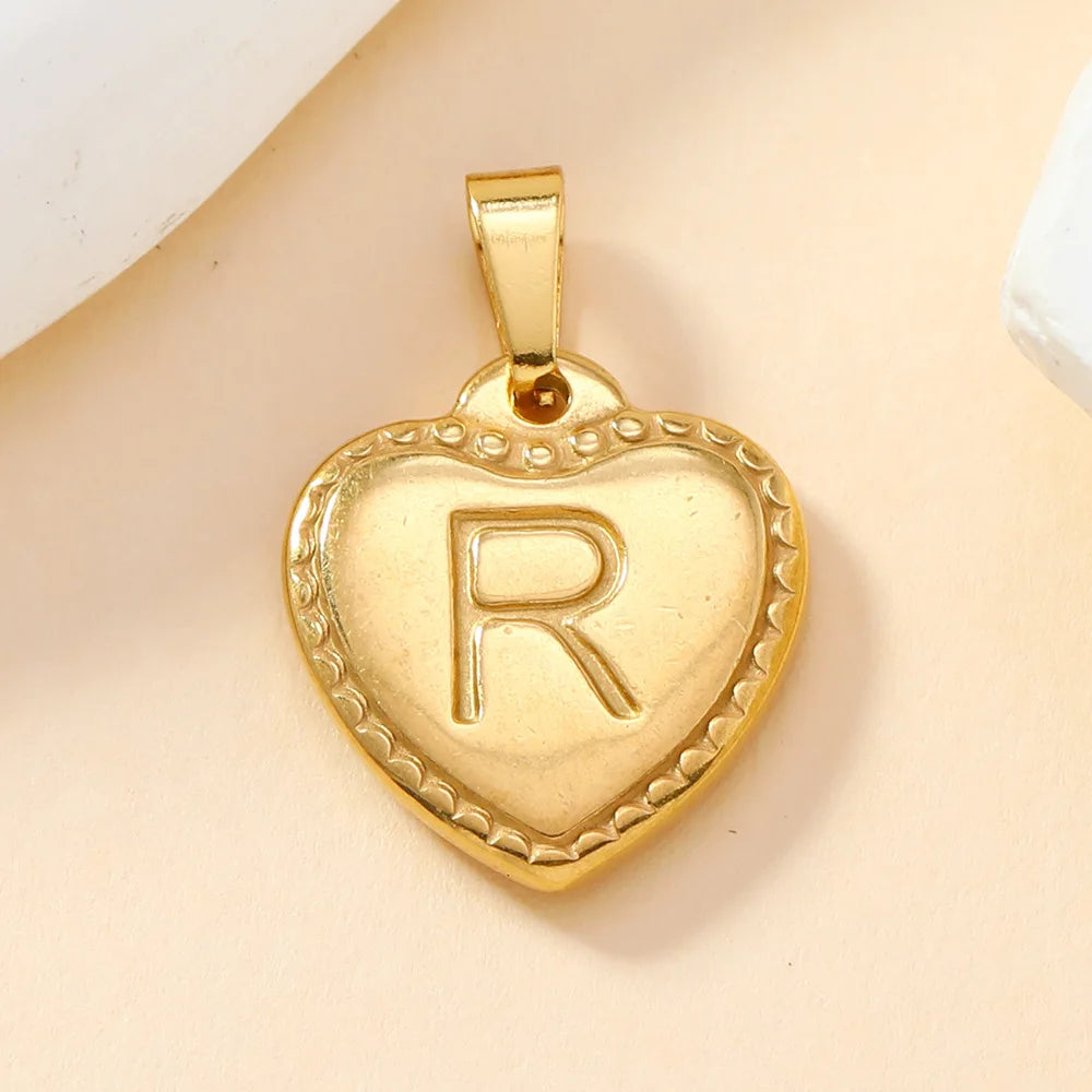 316L Stainless Steel Initial Necklace Letter Heart Pendant Chain For Women Name Jewelry Accessories