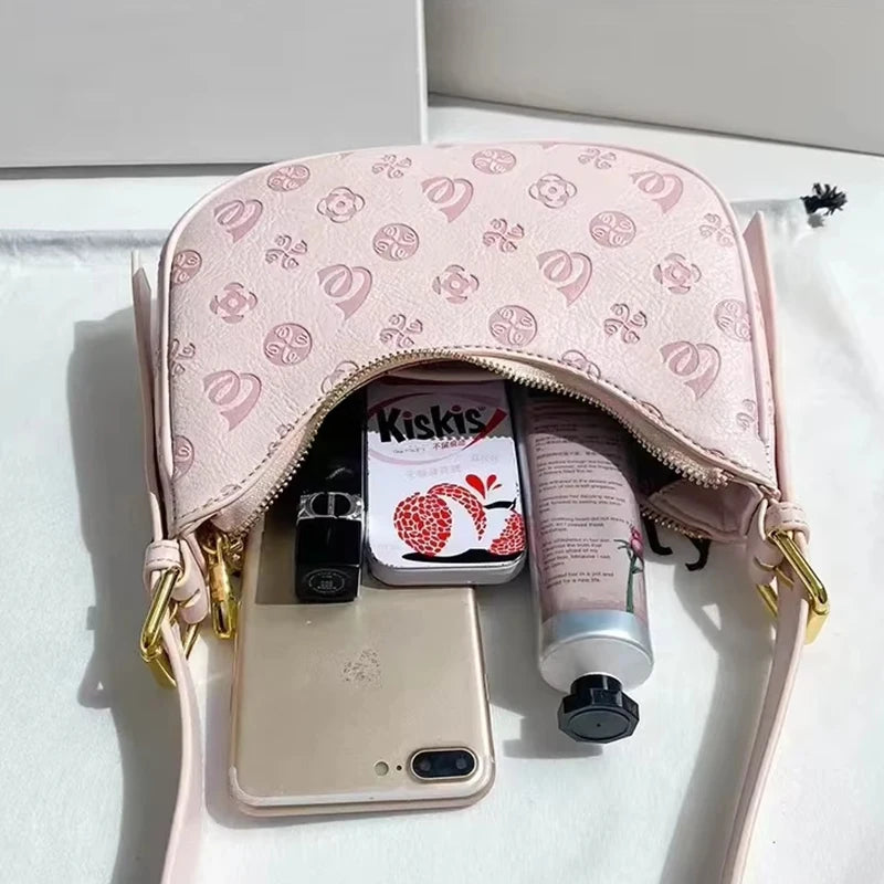 Trendy Pink Underarm Bag 2025 - Summer Women's Shoulder Bag, Cute Lawson Commuter Purse with Top Handle