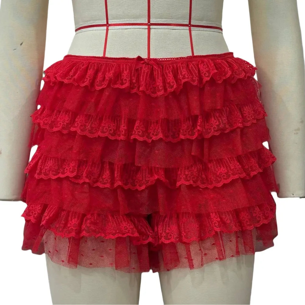 HLJ&GG Y2K Fashion Lace Splicing Letter Two Piece Sets Women V Neck Short Sleeve Loose Top+Mini Ruffle Skirts Outfits Streetwear
