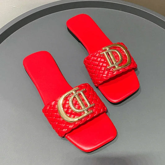 Women's designer flat slippers, luxury designer sandals, casual slippers with bottom, women's summer sandals, new women's shoes