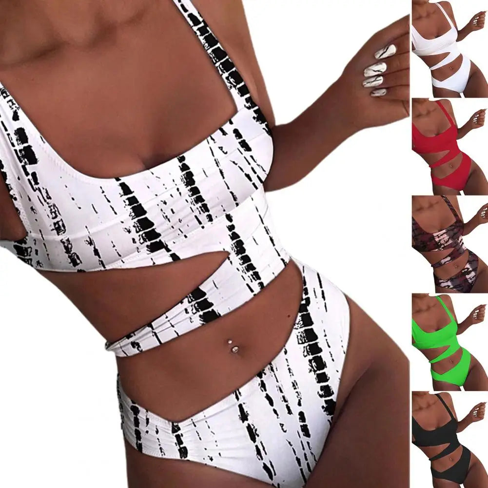One Piece Women Swimsuit Sexy Stain Resistant Shoulder Strap Bikini Set Slim Fit Push Up Summer Beachwear For Holiday