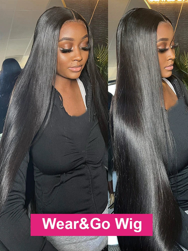 Pre Cut No Glue 4x6 Bone Straight Glueless Wig Human Hair 5x5 Ready To Wear Brazilian Lace Front Wigs For Women Preplucked Bling