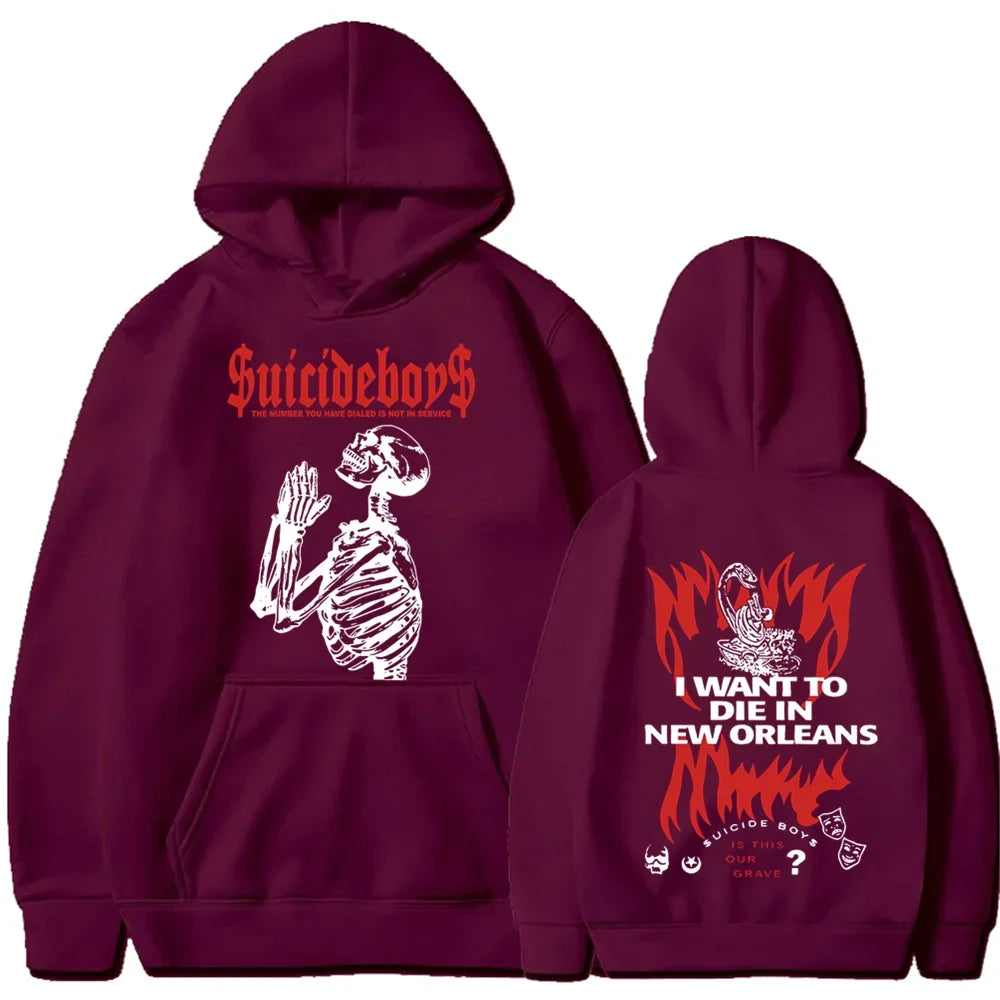 2025 new hoodie Suicide boy Wearing a hood, I want to die in New Orleans, super fashionable hoodie