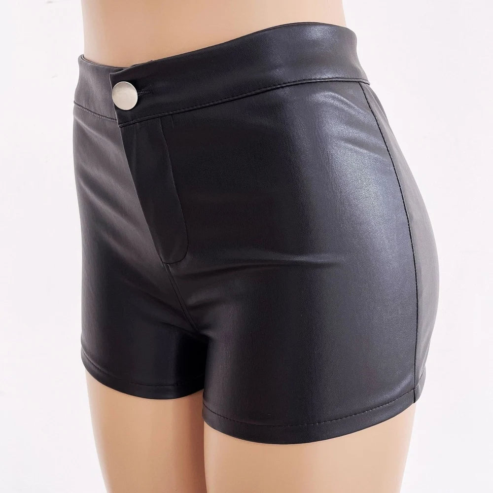 HLJ&GG Fashion Y2K Hot Girl Streetwear Women Leather Long Sleeve Crop Jacket+Bodysuits+Button Shorts 3 Piece Sets Outfits 2025