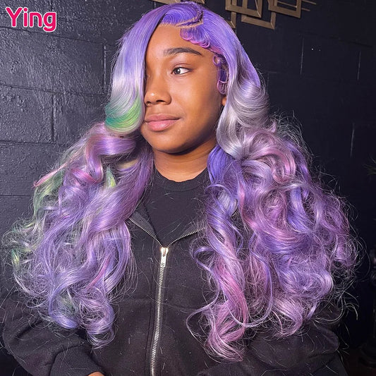 Ying Body Wave Lavender Purple 13x4 Lace Front Human Hair Wigs 13x6 Lace Frontal Wig Pre Plucked Brazilian Remy 613 Wig