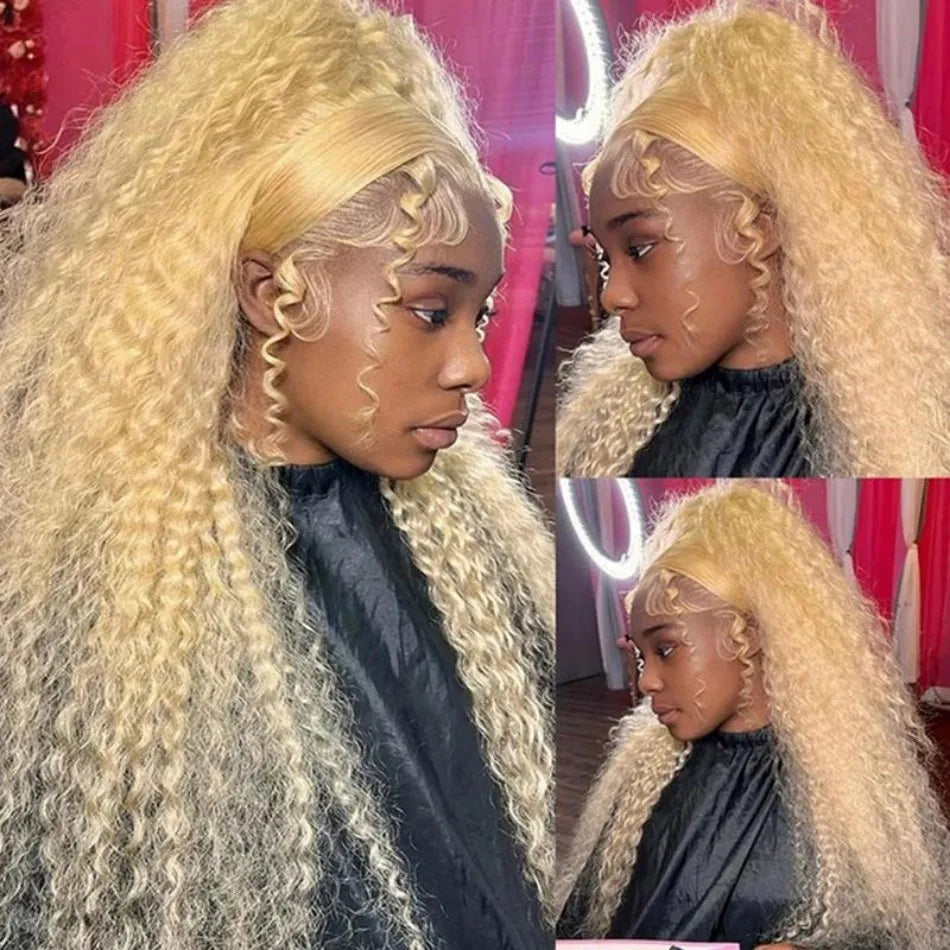 Deep Wave 613 Lace Front Wig Human Hair 13X6 30 32 Inch Blonde Wig Human Hair 220 Density Pre Plucked Lace Frontal Wig For Women