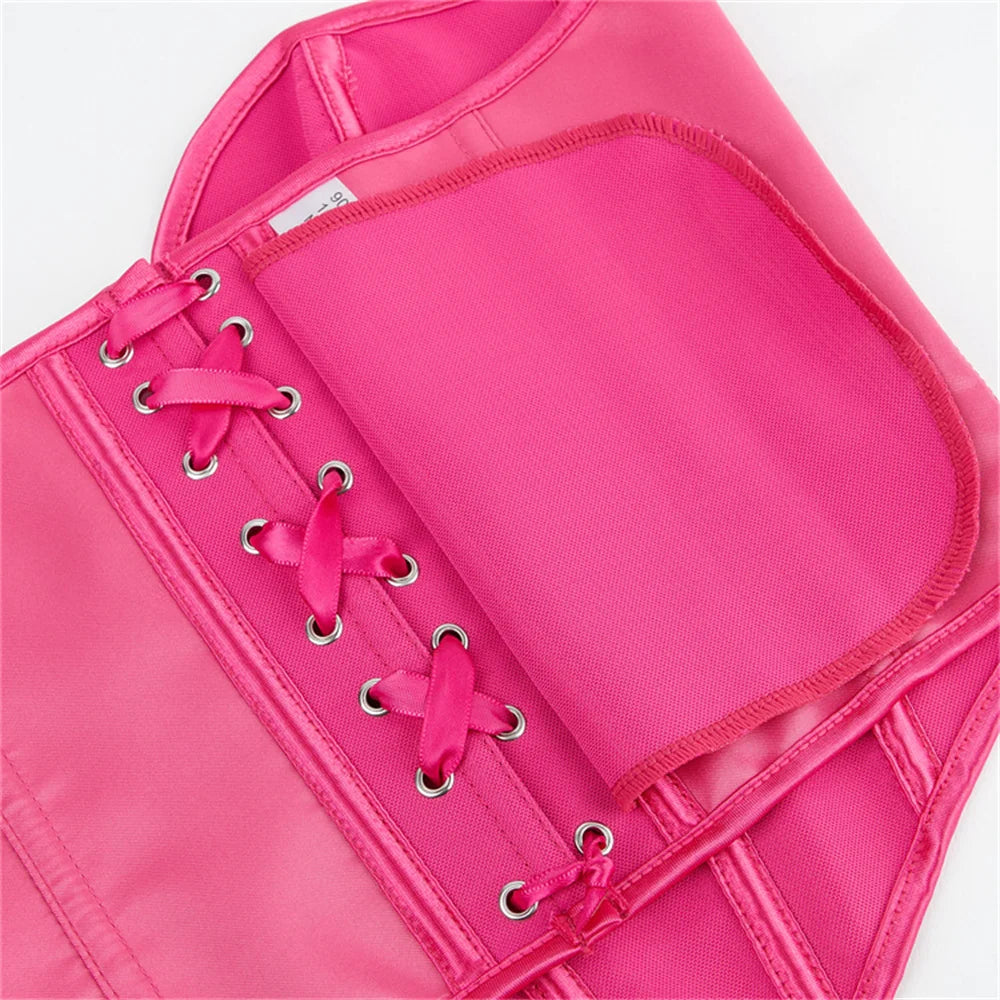 Sexy Women Overbust Corsets Crop Tops Golden Printed Bustiers Lace Up Body Shaper Lingerie Gothic Corselet