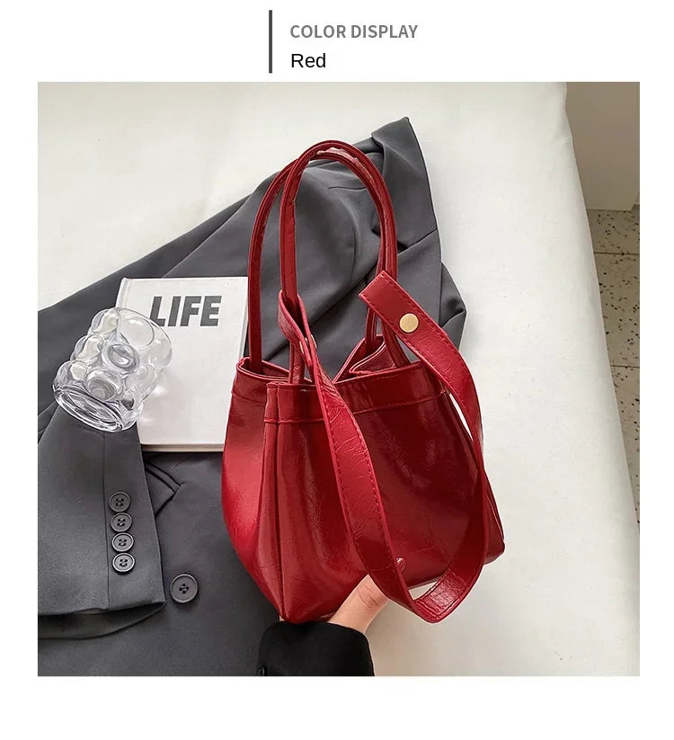 Design Sense Red Women New 2024 Fashion Texture Shoulder Bag Popular Popular Hand Tote Bags for Women Handbags Red Purse Bolsa