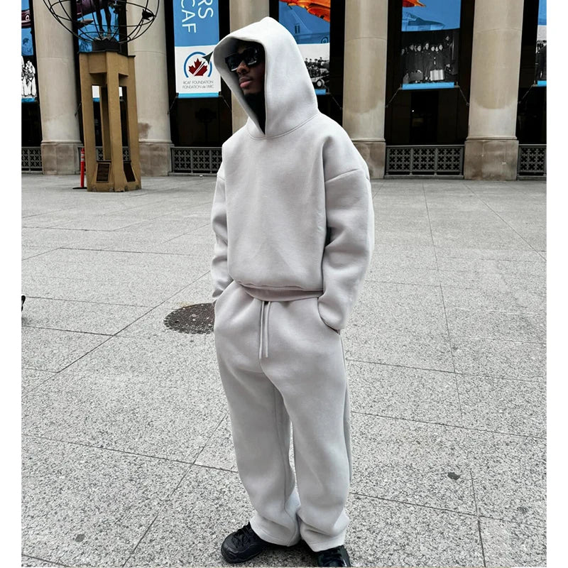 Male Autumn New sweatsuit Casual Solid Couple's Hooded Sweatshirt Loose Sweatpants Jogging Sweatshirt Trousers Outfits Suits 