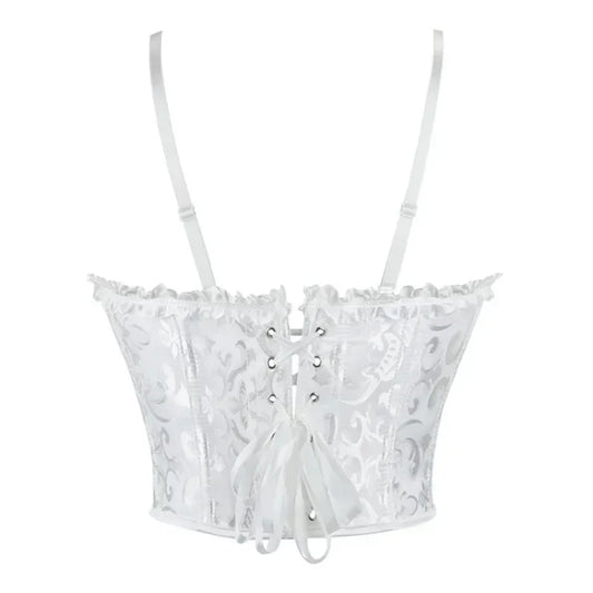 Women Corset Crop Top Overbust Sexy Lace Up Bustier Slimming Body Shaper Short Torso Corselet Vest Black White Red