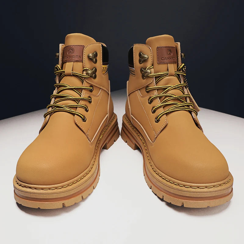 Lace-UP High Quality Fashion Man Outdoor Free Shipping 2024 New Footwear Male Brand Leather Shoes for Men Work Safety Mid-top