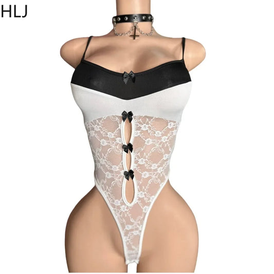 HLJ&GG Black Y2K Punk Streetwear Women Mesh See Though Bodysuits + Stacked Mini Skirts Two Piece Sets Fashion Trend 2pcs Outfits