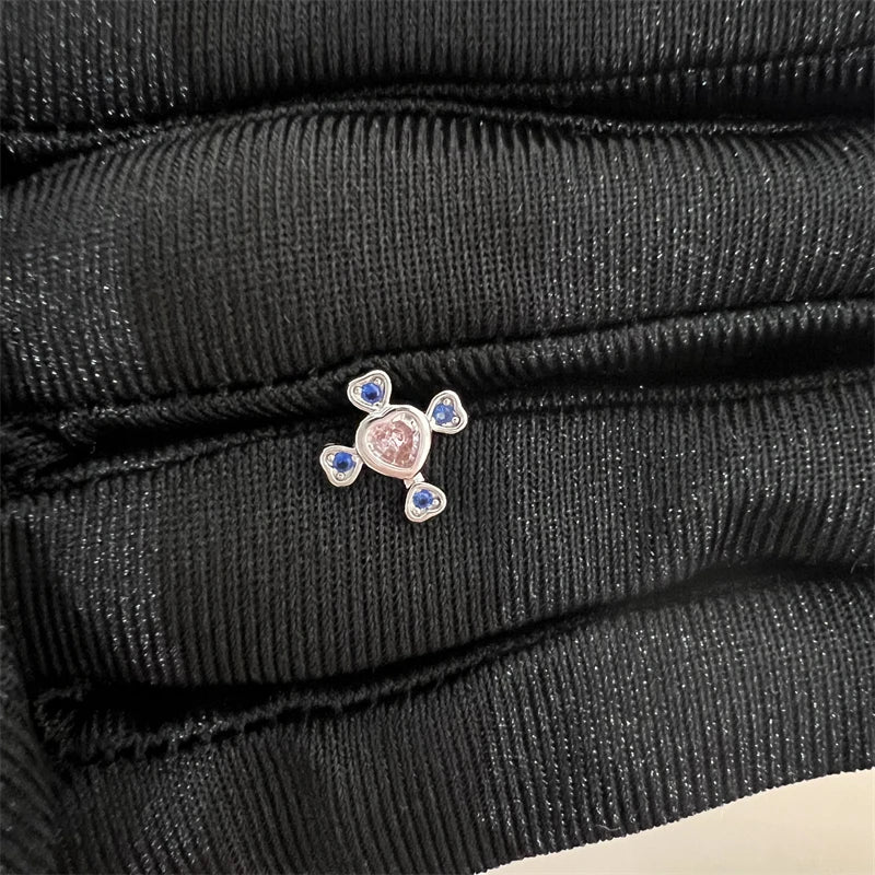 1PCS Cute Pink Zircon 316L Stainless Steel Ear Bone Nail New Fashion Y2K Punk Small Earring for Women Cochlea Jewelry Party Gift