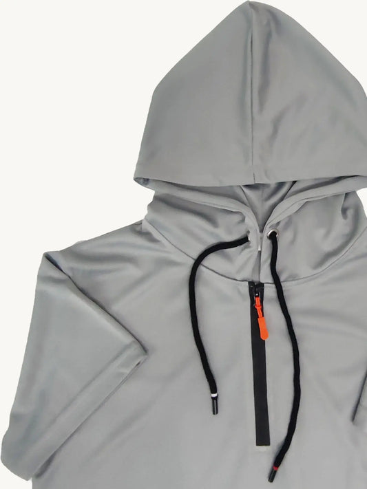 Summer Sets Men Jersey T-Shirts and Shorts Outfit Two-Piece Hooded T-Shirt Zipper Pocket Shorts Fashion Loose Oversize Clothing