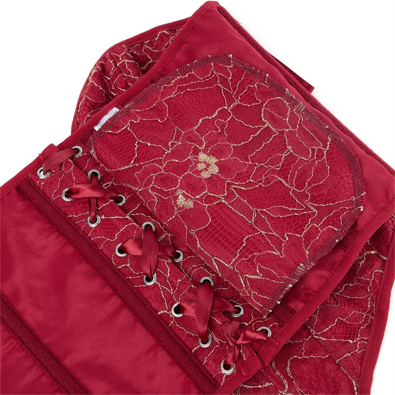 Sexy Women Overbust Corsets Crop Tops Golden Printed Bustiers Lace Up Body Shaper Lingerie Gothic Corselet