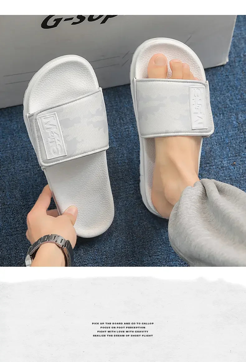2025 Spring and Summer Trend Fashion Wear Super Soft Slippers Men's Velcro Air Cushion Personality All Casual One Word Slides