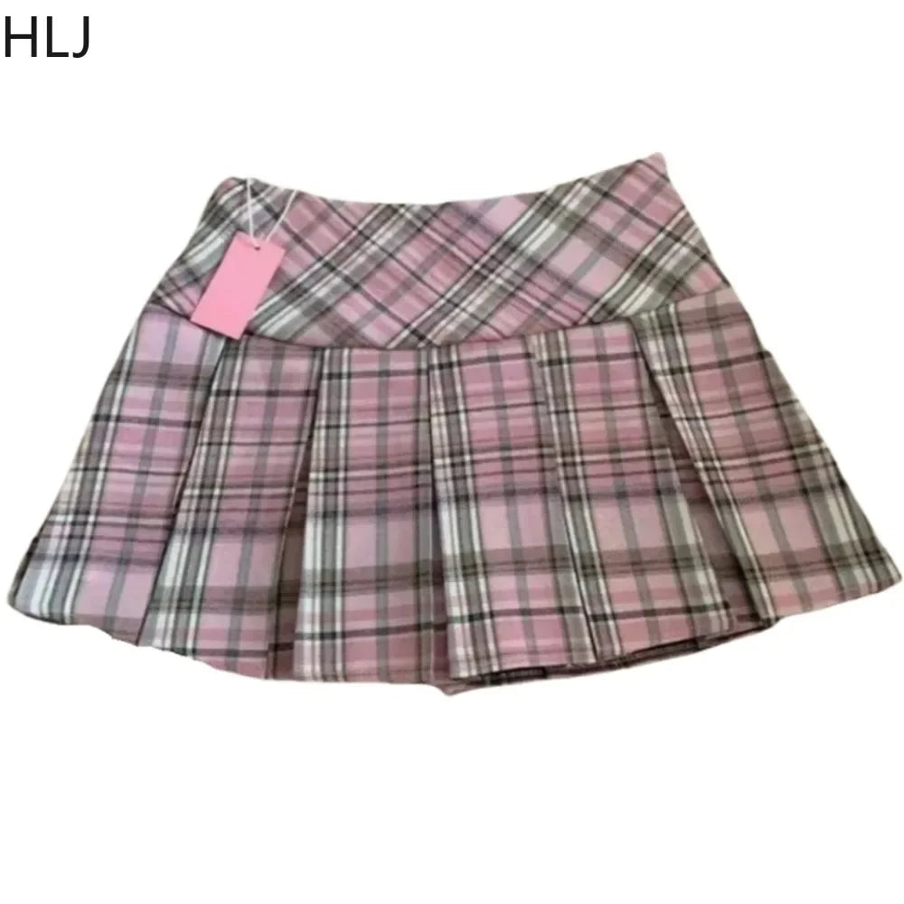HLJ&GG Winter Embroidery Knit Sweater Coats Two Piece Sets Women Button Long Sleeve Top And Plaid Aline Skirts Outfit Streetwear