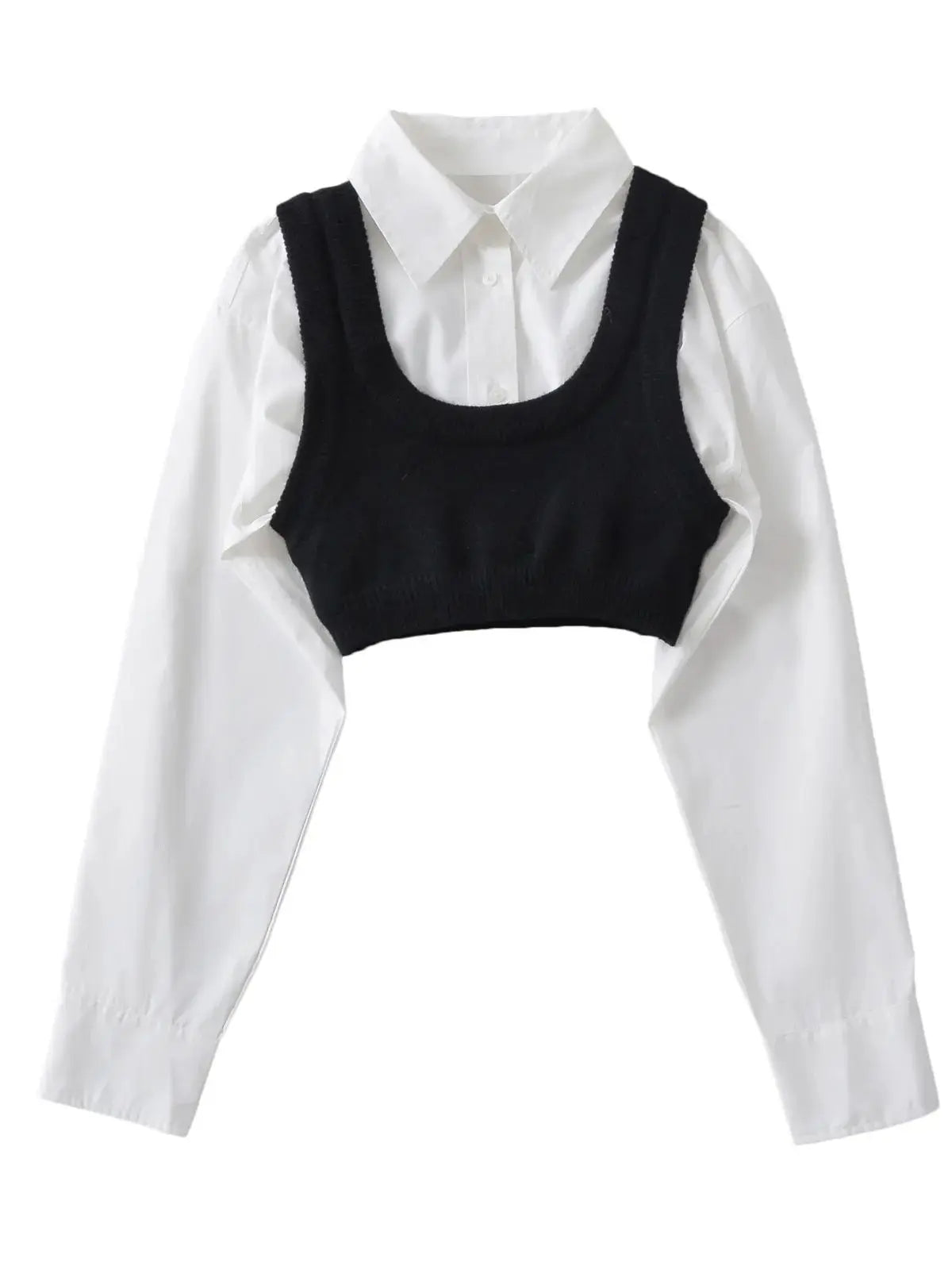 Weird Puss Lapel Single Breasted Vest Shirt Women 2024 Trend Knitted 2 Piece Set Matching Wild Hipster Streetwear Summer Tops