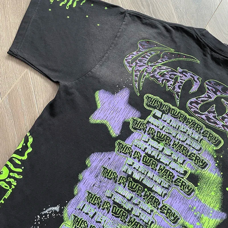 HS Personalized letter portrait printed short sleeve T-shirt