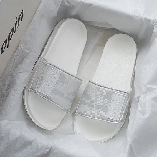 2025 Spring and Summer Trend Fashion Wear Super Soft Slippers Men's Velcro Air Cushion Personality All Casual One Word Slides