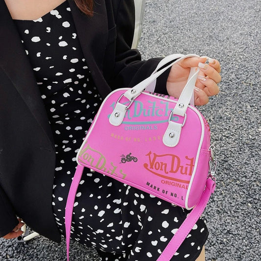 Versatile Printed Shoulder Bags Dual White Handles Detachable Strap Tote Bag Y2K Women Street Daily Fashionable Crossbody Purse
