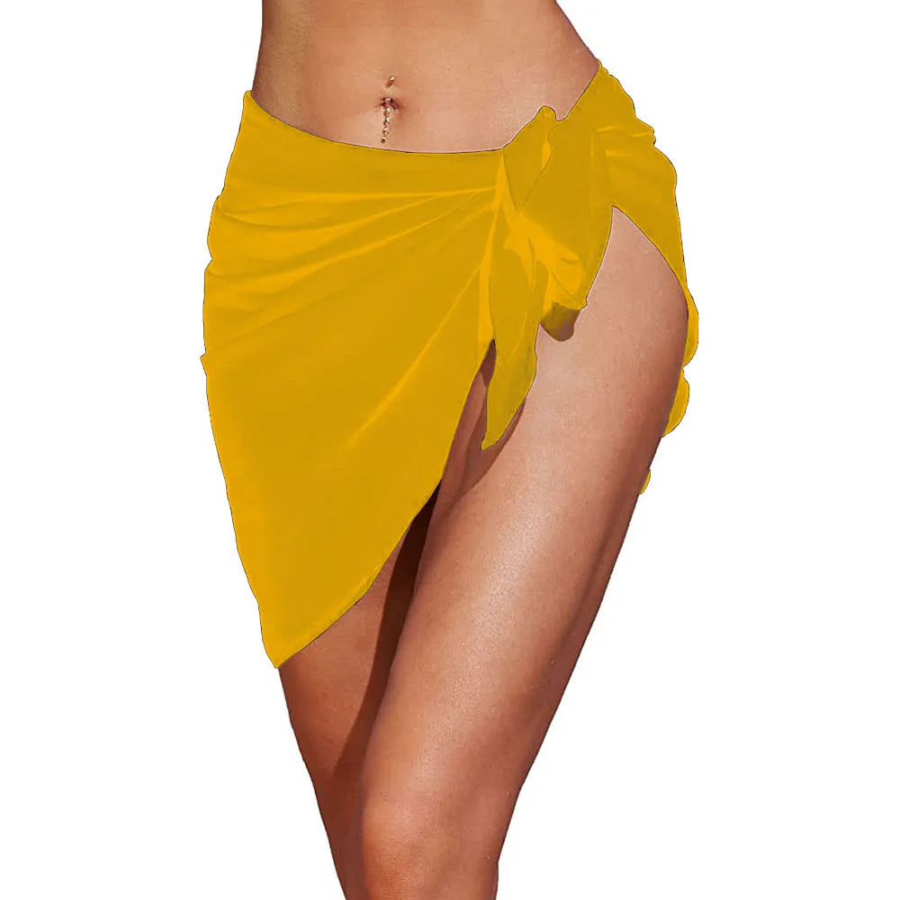 Summer Bikini Wrap Sheer Coverups Set Women Print Short Sarongs Swimsuit Beach Short Skirt Chiffon Scarf Cover Ups for Swimwear