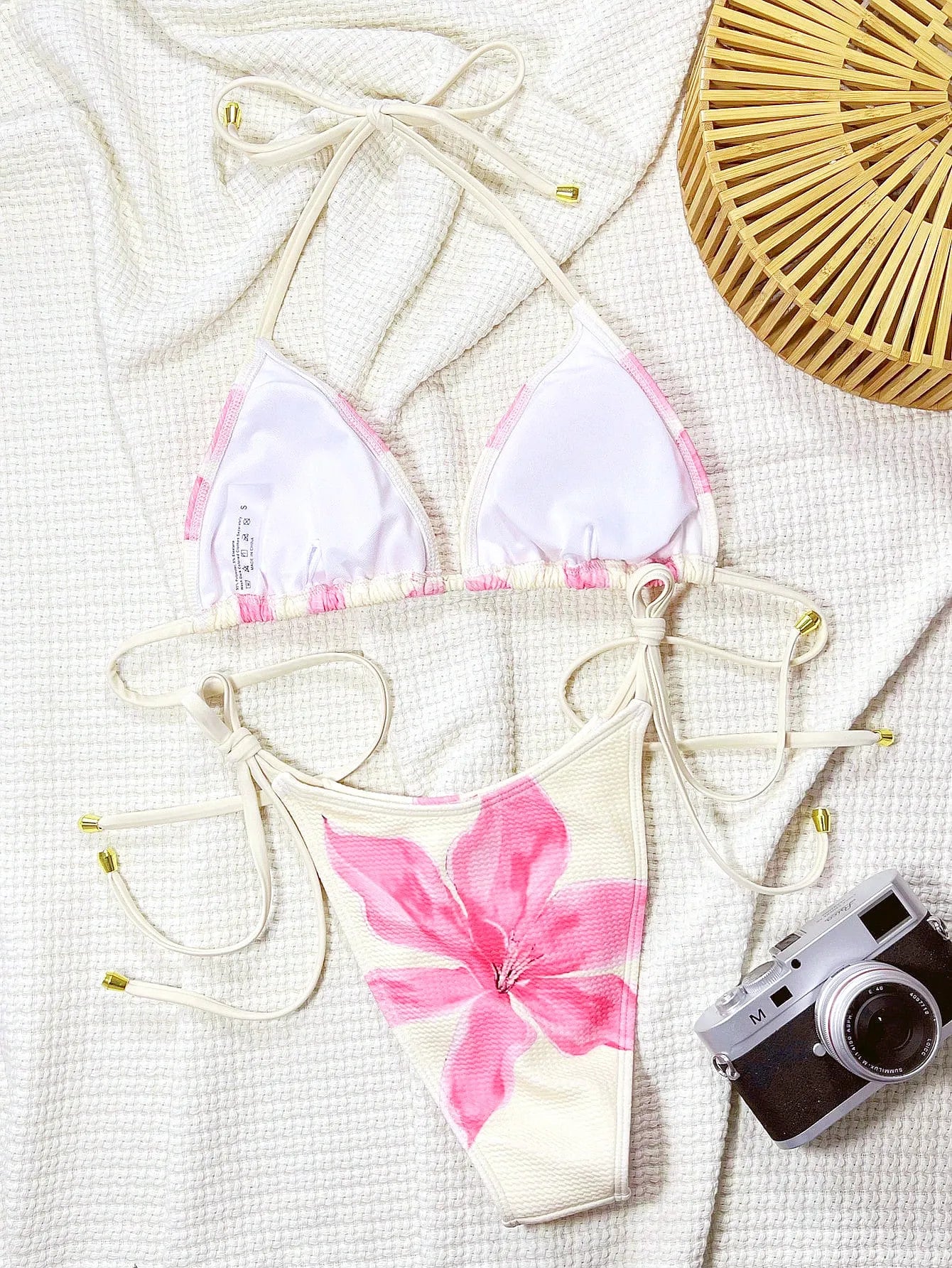 Una-Shop Floral Print Swimsuits For Women Neck Hanging Bikinis Sets Vacation Swimwear Summer Beach Swimming Pool Party Beachwear